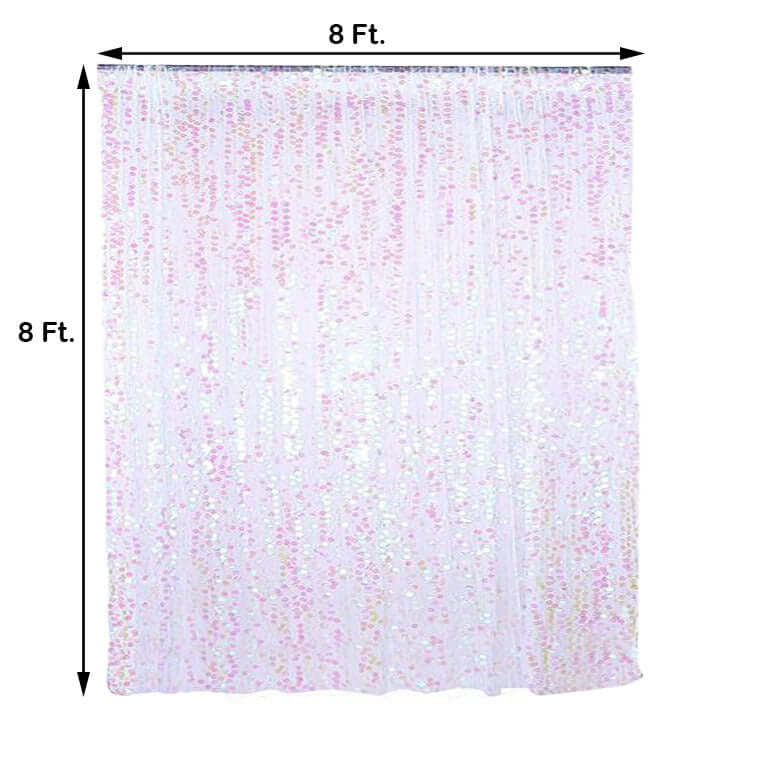 8ftx8ft Iridescent Big Payette Sequin Event Curtain Drapes, Backdrop Event Panel