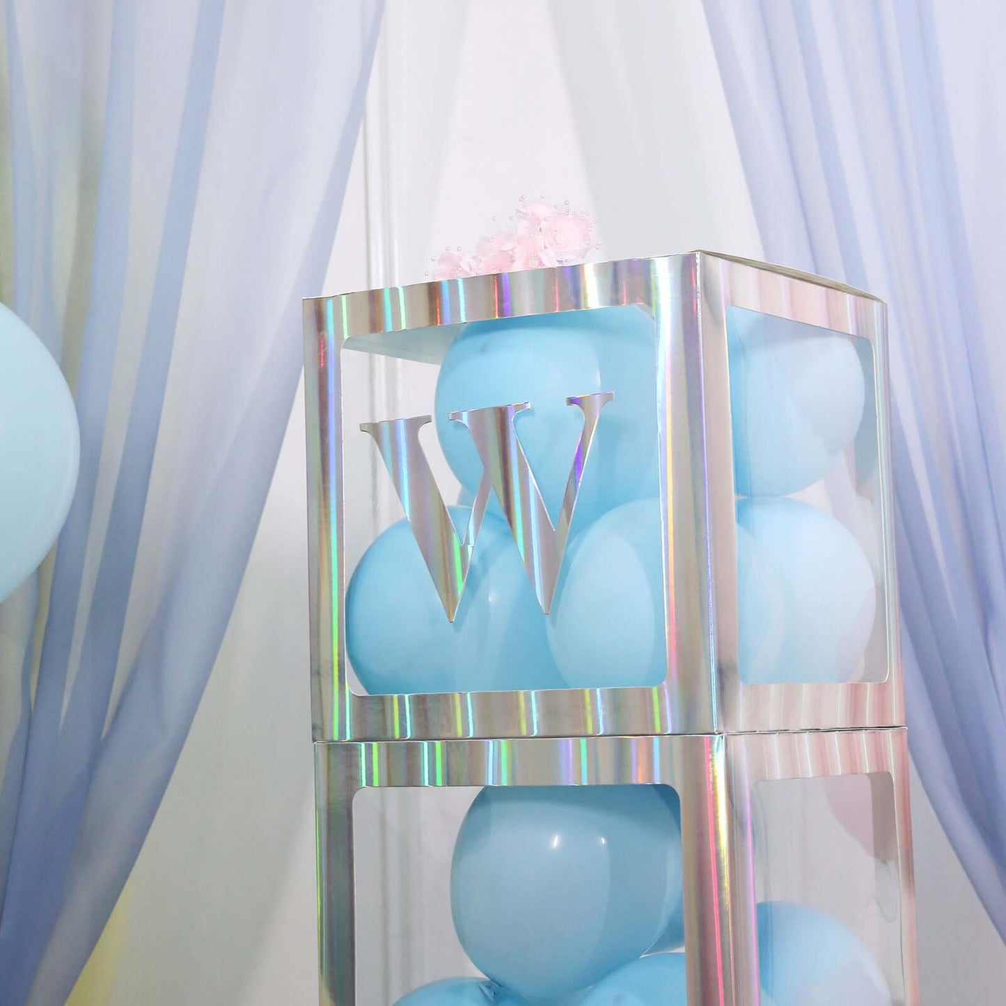 4 Pack 5" Iridescent Alphabet Stickers Banner, Customizable Stick on Letters - W