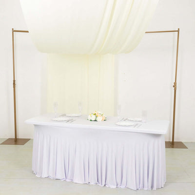 Ivory 4-Way Stretch Spandex Event Curtain Drapes Wrinkle Free Backdrop Event Panel with Rod Pockets - 5ftx18ft