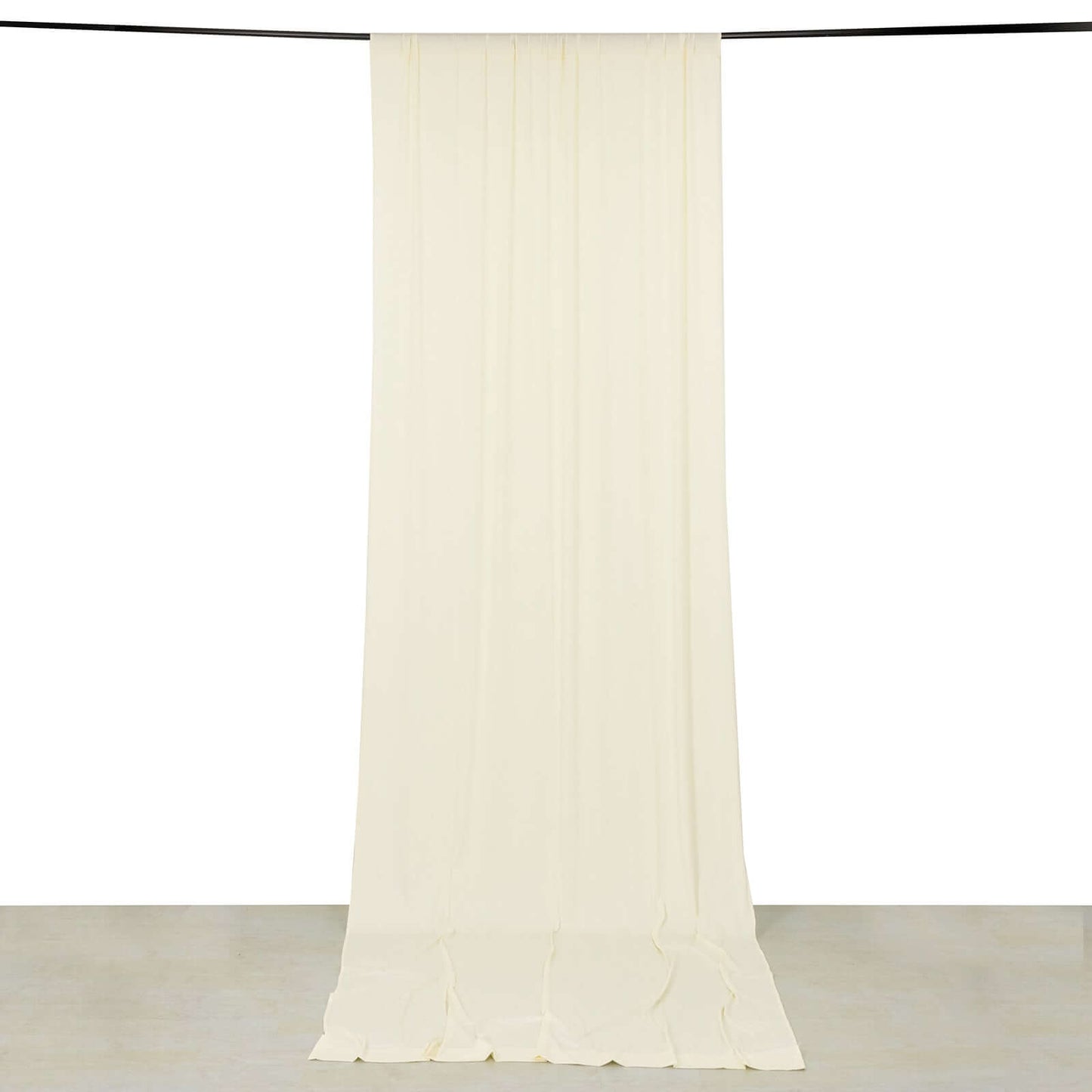 Ivory 4-Way Stretch Spandex Event Curtain Drapes, Wrinkle Free Backdrop Event Panel with Rod Pockets - 5ftx14ft