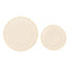 10-Pack Plastic 10" Round Dinner Plates in Ivory with Gold Flair Rim - Disposable Party Plates