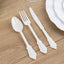 72 Pcs Plastic Silverware Set in Baroque Style Ivory - Heavy Duty Disposable Knife, Fork, and Spoon Set
