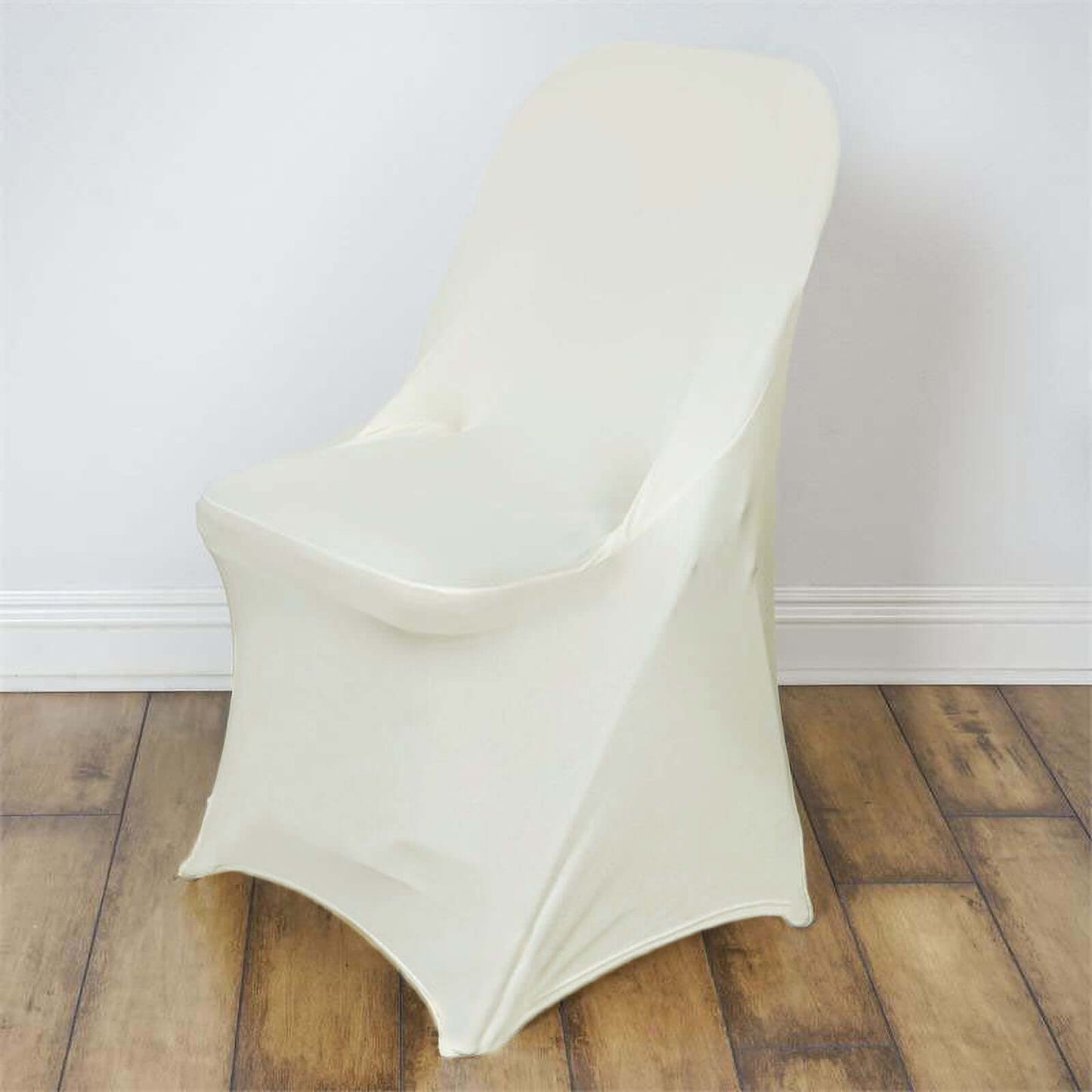 Stretch Spandex Chair Cover Ivory for Folding Chairs - Reusable & Wrinkle-Resistant 160GSM Fitted Slipcover