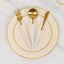 10-Pack Plastic 10" Round Dinner Plates in Ivory with Gold Flair Rim - Disposable Party Plates