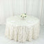 Taffeta 132" Round Tablecloth Ivory | 3D Leaf Petal Design Seamless Table Cover