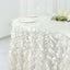 Taffeta 132" Round Tablecloth Ivory | 3D Leaf Petal Design Seamless Table Cover