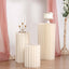 32" Ivory Cylinder Display Column Stand, Pillar Pedestal Stand With Top Plate