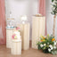 32" Ivory Cylinder Display Column Stand, Pillar Pedestal Stand With Top Plate