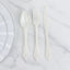 72 Pcs Plastic Silverware Set in Baroque Style Ivory - Heavy Duty Disposable Knife, Fork, and Spoon Set