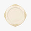 10-Pack Plastic 10" Round Dinner Plates in Ivory with Gold Leaf Embossed Rim - Disposable Vintage Baroque Style Plates