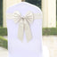 5 Pack Satin Faux Leather Chair Sashes Ivory - Durable Double Sided Pre-tied Bow Tie Chair Bands with Diamond Rhinestone Buckles