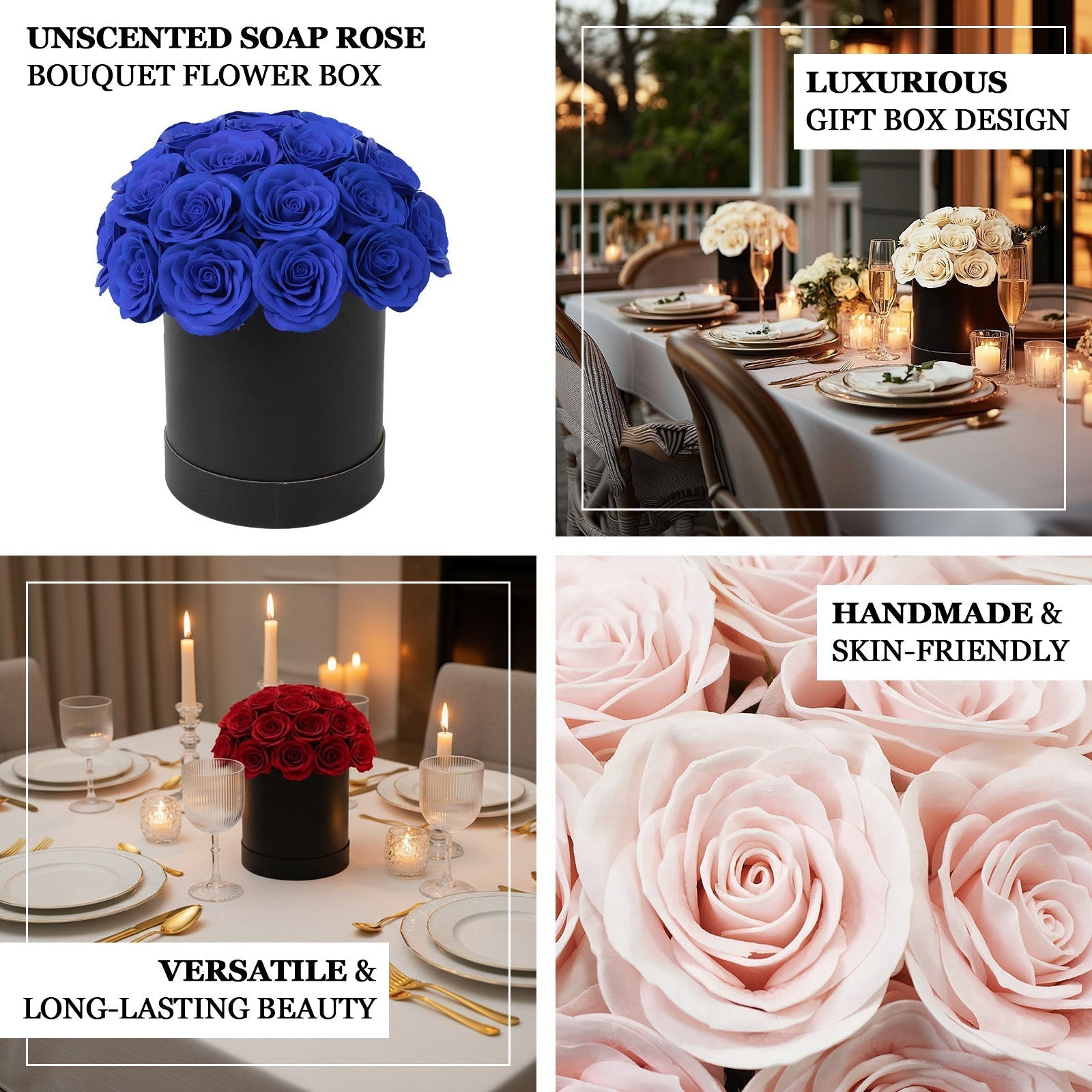 Ivory Prearranged Rose Centerpiece Arrangement 27pcs Roses with Black Round Gift Box - Decorations