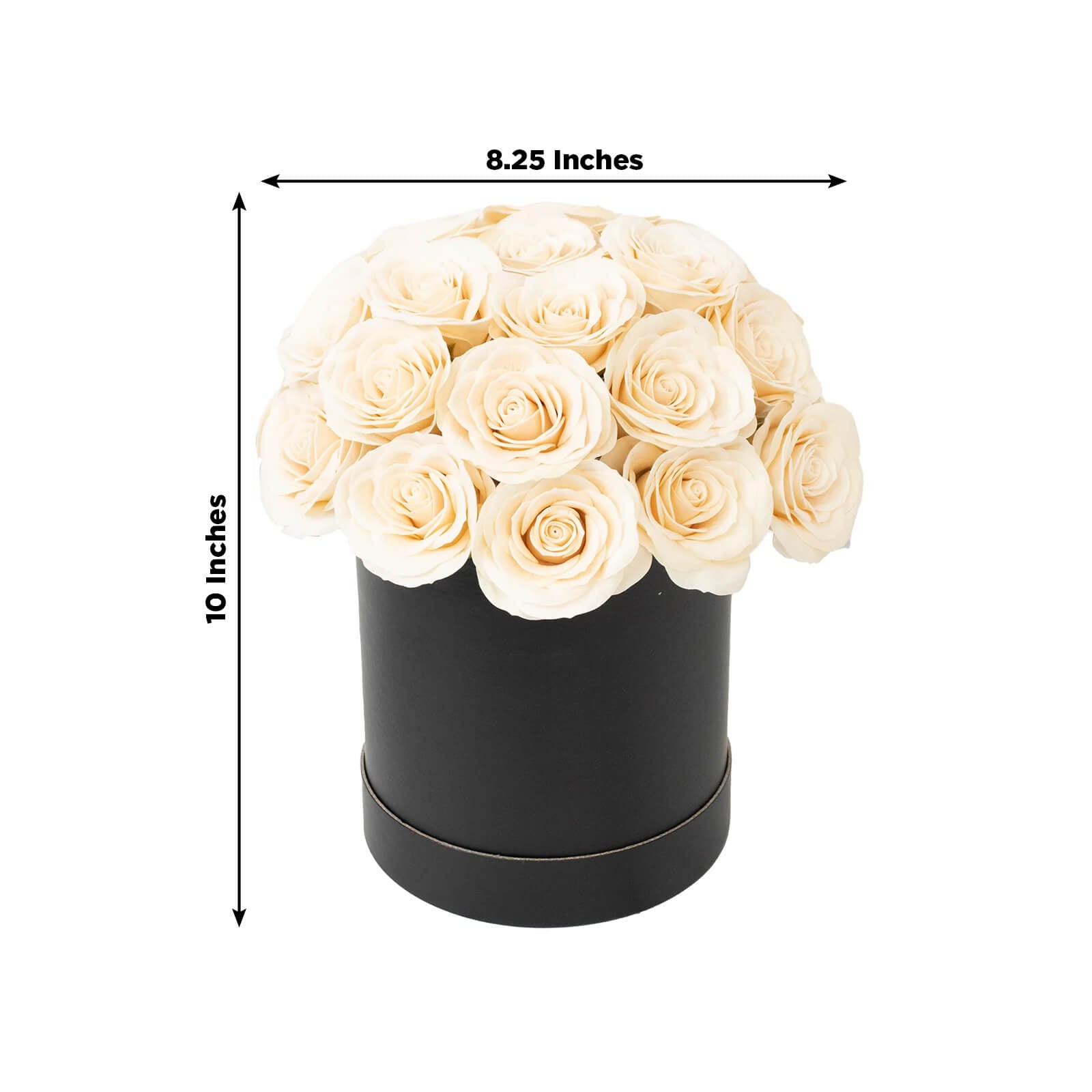 Ivory Prearranged Rose Centerpiece Arrangement 27pcs Roses with Black Round Gift Box - Decorations