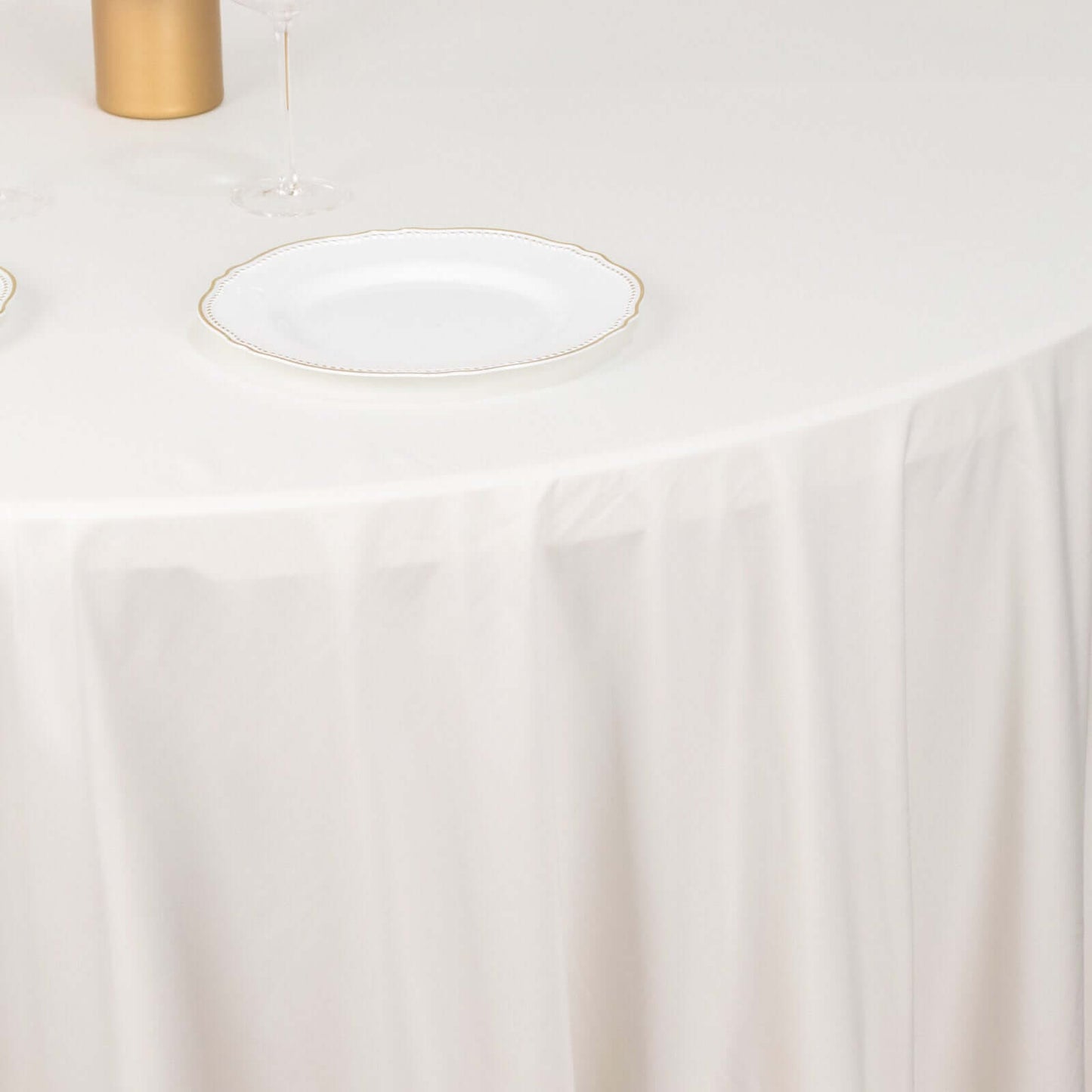Scuba Round 120" Tablecloth Ivory - Wrinkle Free & Stain Resistant Seamless Table Cover