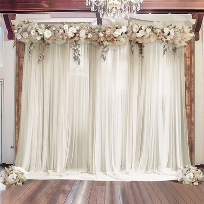 Ivory Sheer Backdrop Drape â€“ 5ft x 14ft Wedding Arch & Ceiling Decor Panel Wrinkle Free with Soft Shimmer - Backdrops