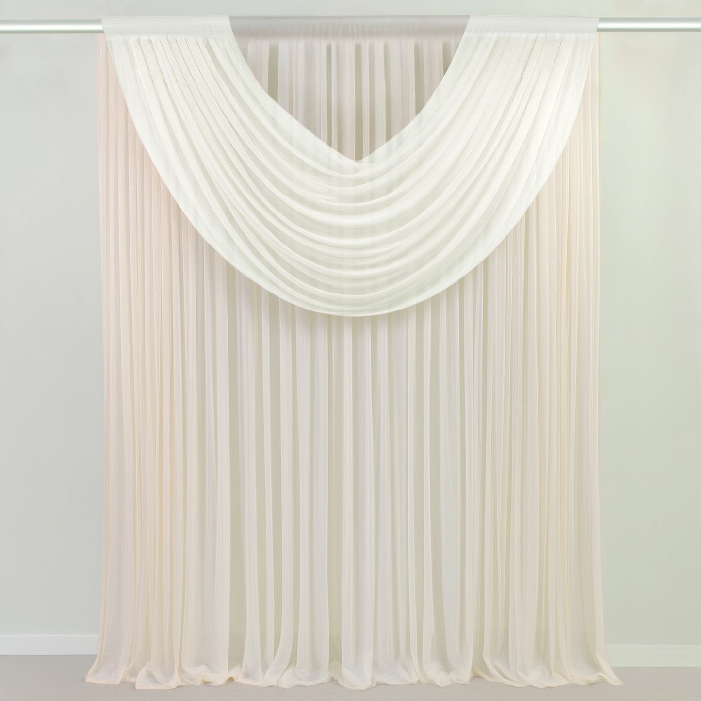 Ivory Sheer Chiffon Valance Curtain 4ft x 5ft â€“ Wedding Arch Drape with Rod Pocket Voile Backdrop Panel - Backdrops