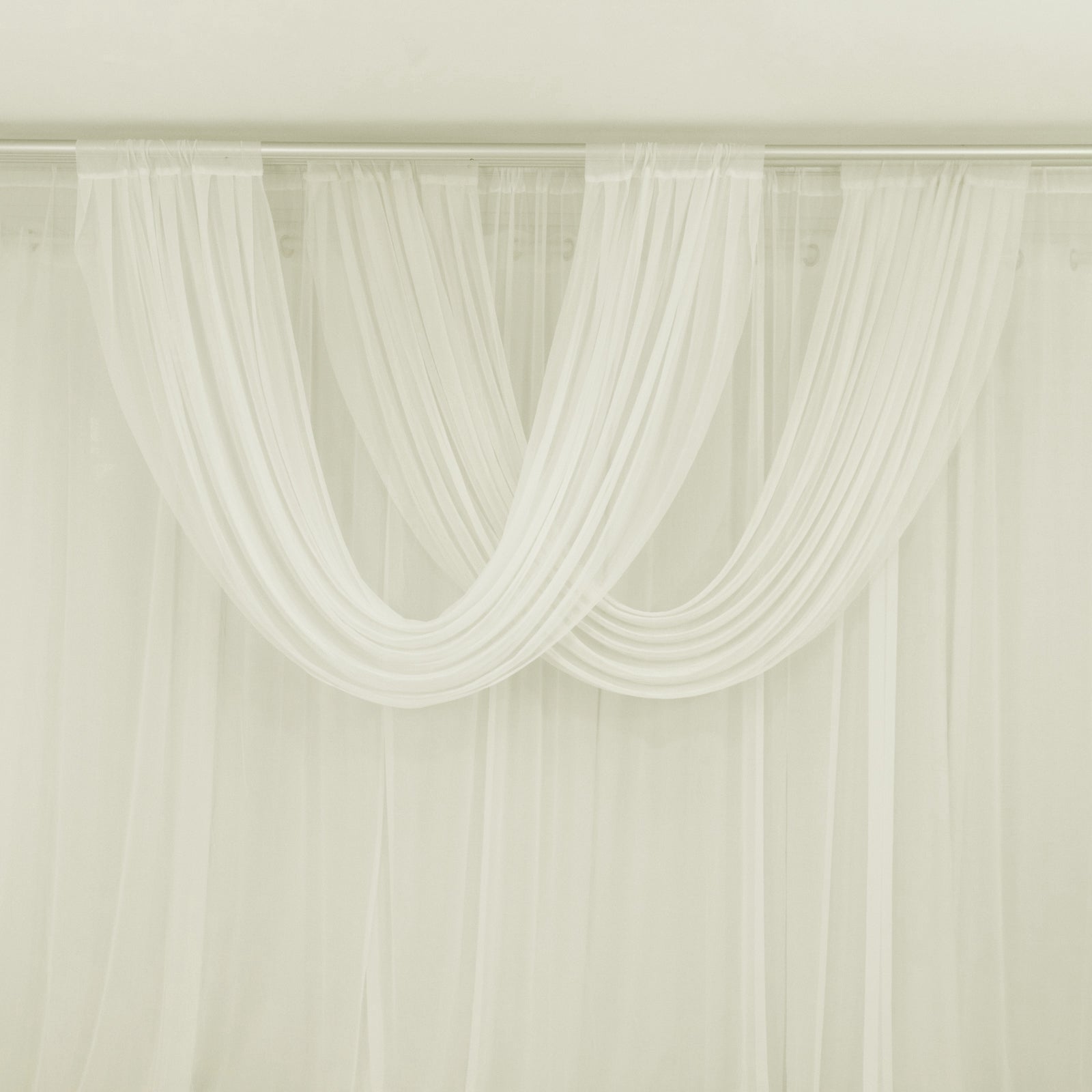 Ivory Sheer Chiffon Valance Curtain 4ft x 5ft â€“ Wedding Arch Drape with Rod Pocket Voile Backdrop Panel - Backdrops