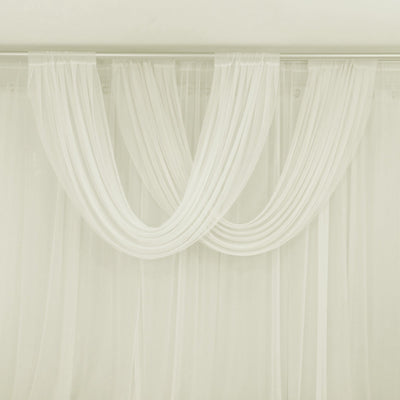 Ivory Sheer Chiffon Valance Curtain 4ft x 5ft â€“ Wedding Arch Drape with Rod Pocket Voile Backdrop Panel - Backdrops