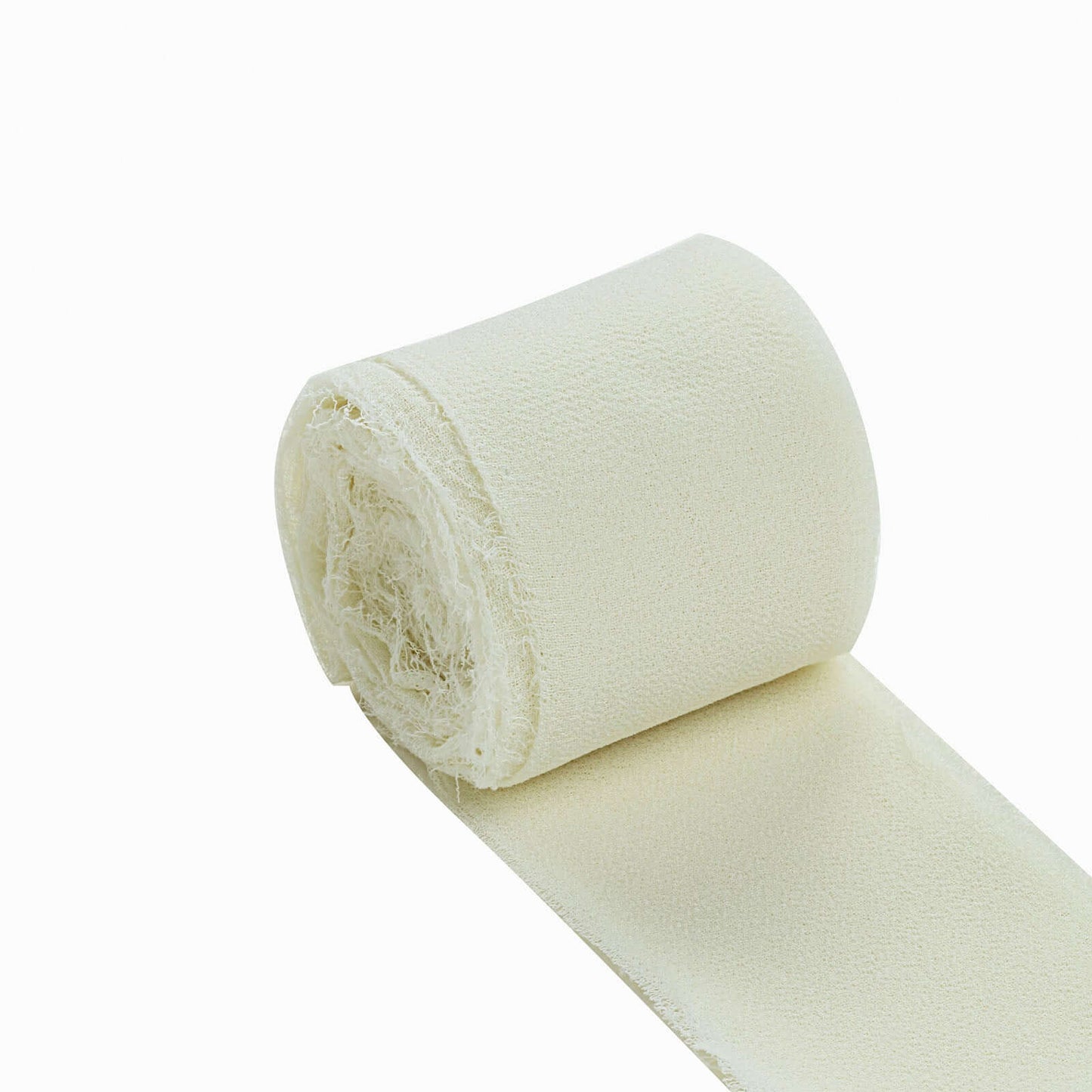 2 Pack 6yd Ivory Silk-Like Chiffon Linen Ribbon Roll For Bouquets, Wedding Invitations Gift Wrapping