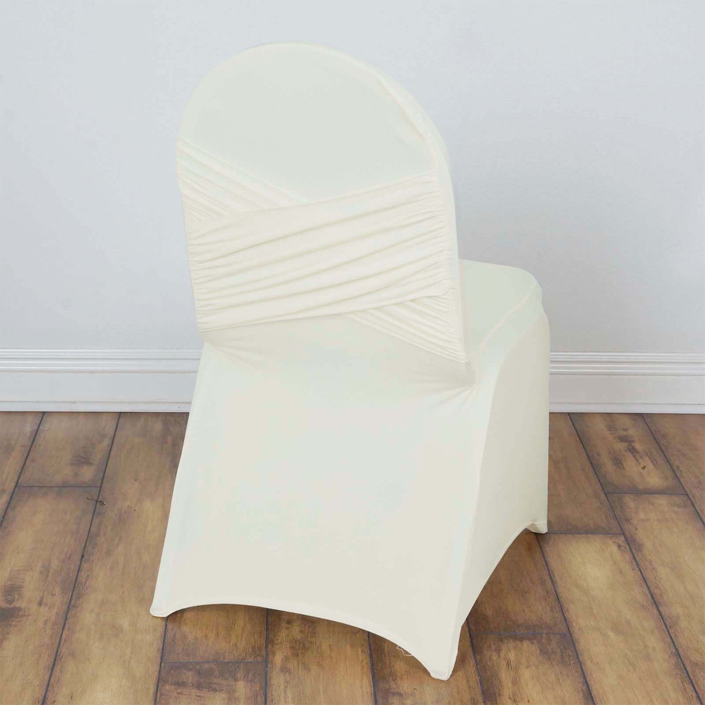 Spandex Chair Cover Madrid Style for Banquet Chairs Ivory - Stylish Stretch 180GSM Fitted Slipcover