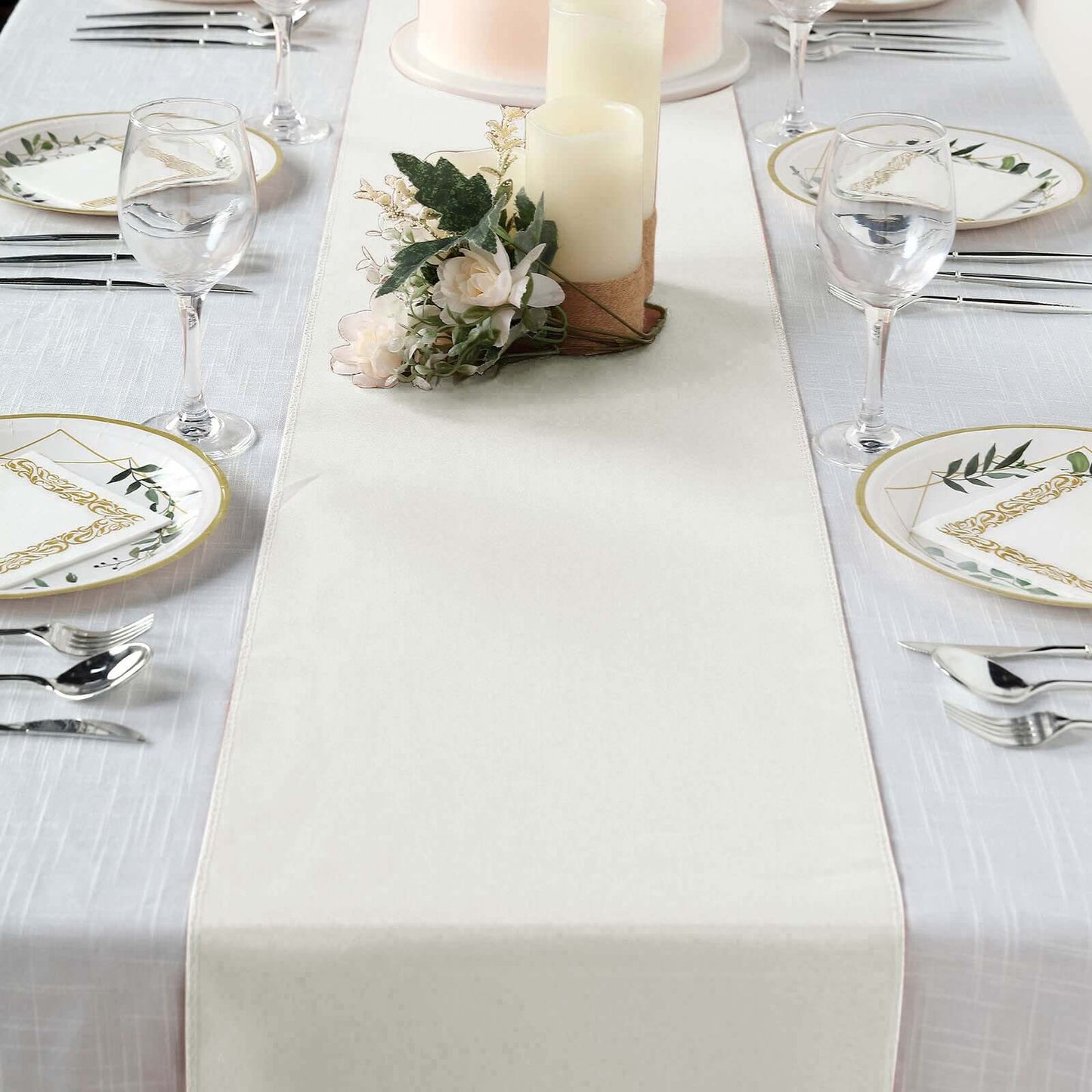 Polyester 12"x108" Table Runner Ivory - Durable & Wrinkle-Resistant Table Decor