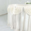 Satin 14ft Table Skirt Ivory - Pleated Double Drape Table Cover