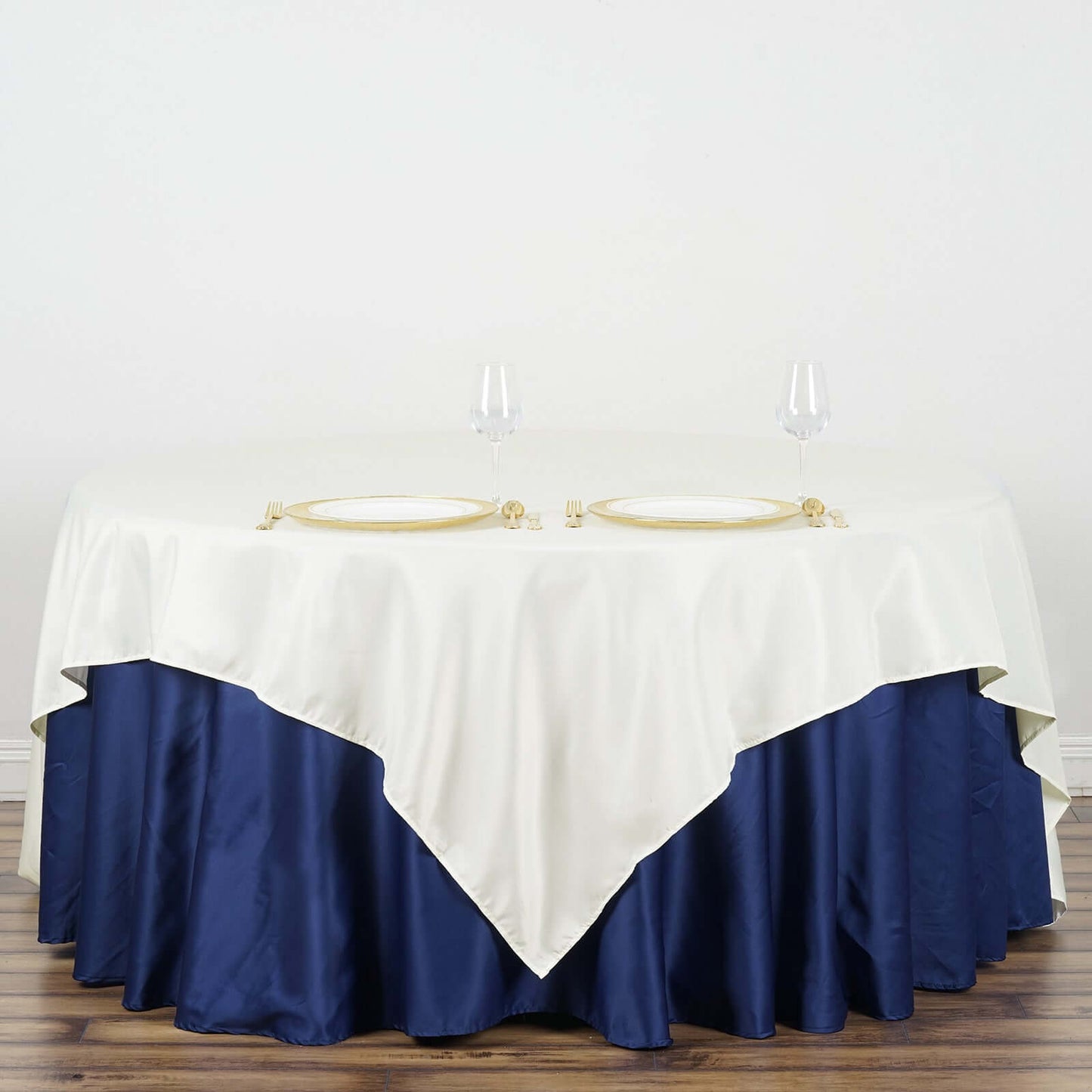 Polyester 90"x90" Table Overlay Square Tablecloth Ivory - Wrinkle-Resistant & Durable Table Cover
