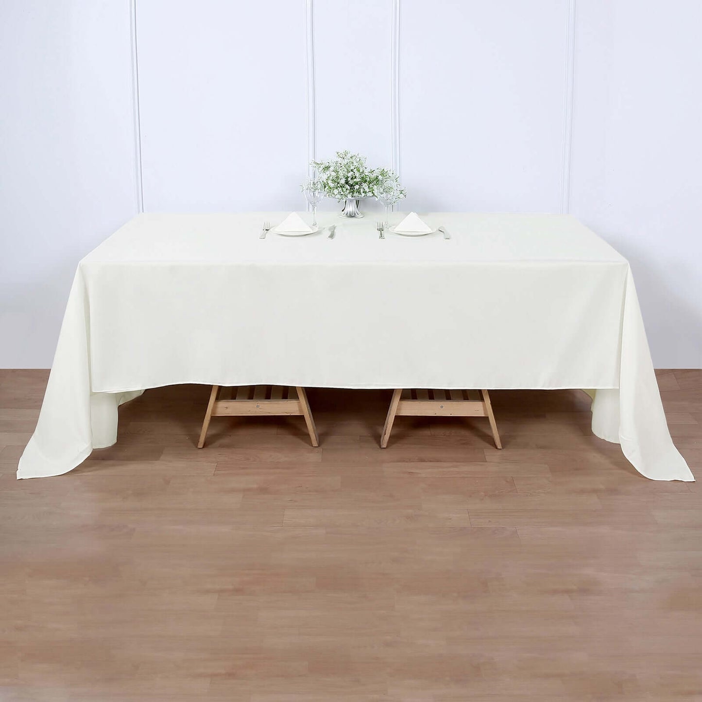 Polyester 60"x126" Rectangle Tablecloth Ivory - Wrinkle-Resistant Design Table Cover