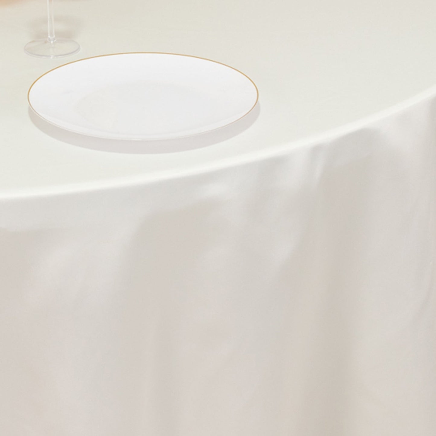 Lamour Satin 120" Round Tablecloth Ivory - Seamless Table Cover with Soft Tempered Sheen