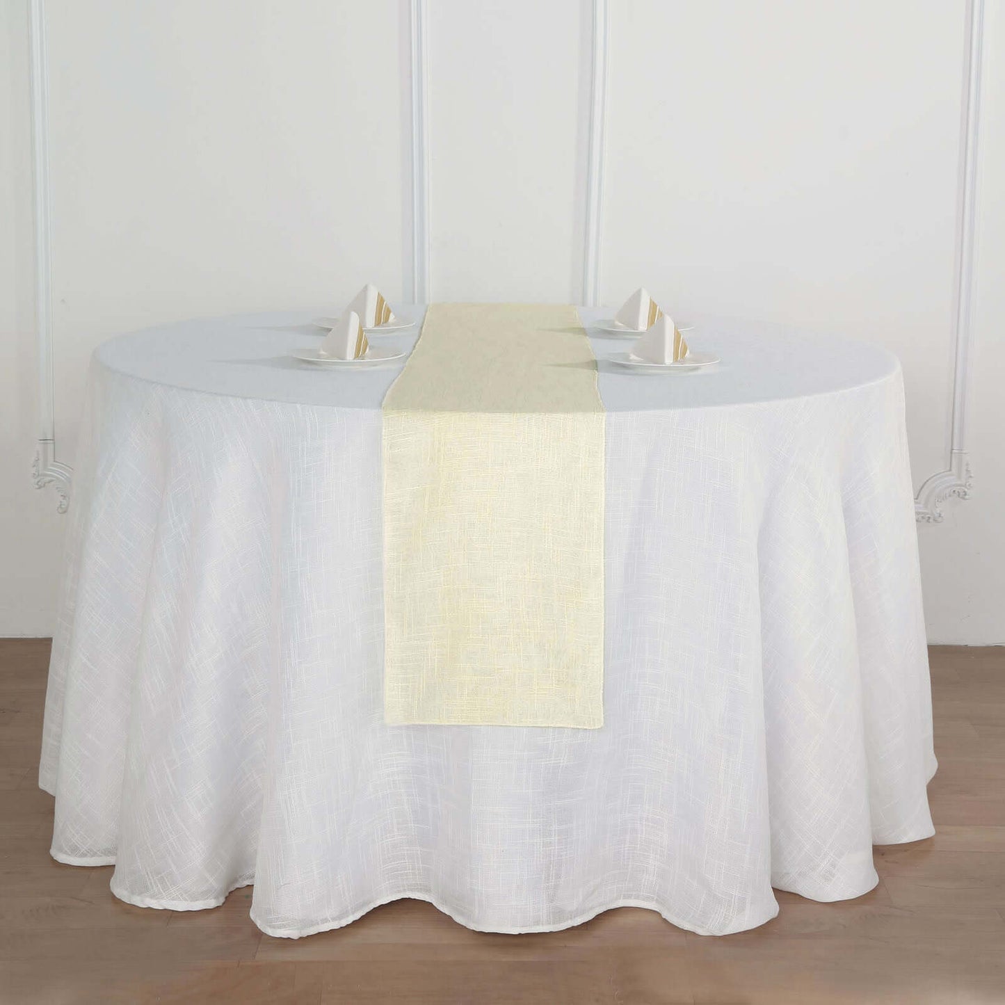 Faux Linen 12"x108" Table Runner Ivory - Slubby Textured & Wrinkle Resistant Table Decor
