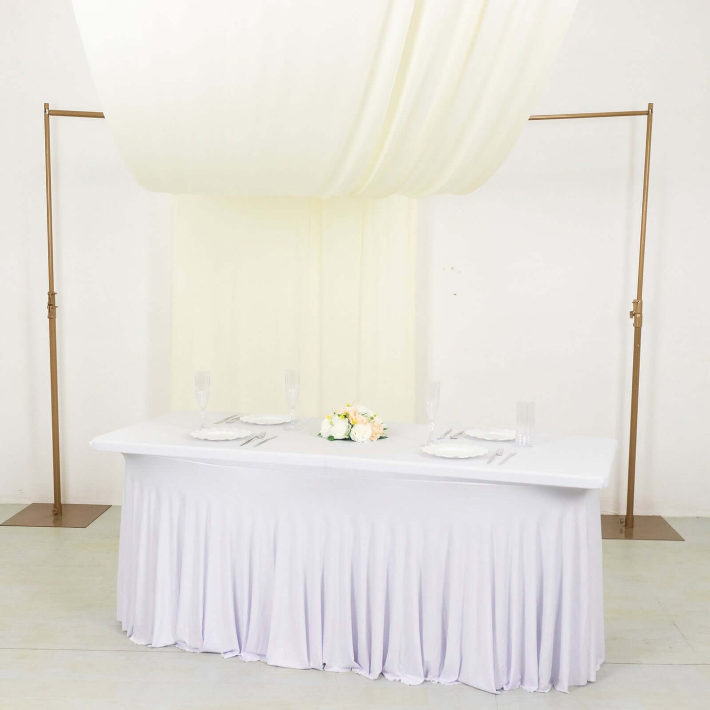 Ivory 4-Way Stretch Spandex Event Curtain Drapes, Wrinkle Free Backdrop Event Panel with Rod Pockets - 5ftx18ft