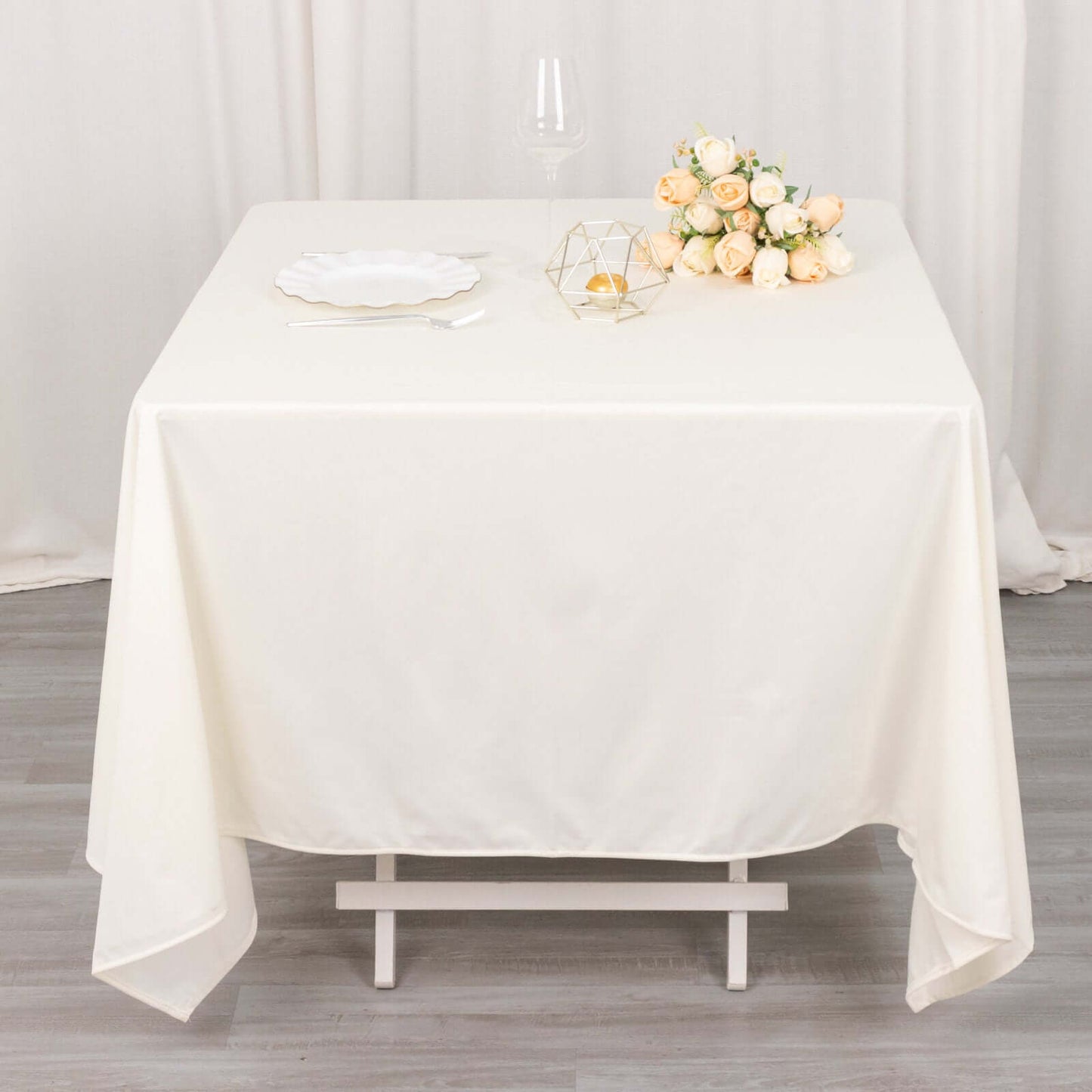 Scuba Square 70"x70" Tablecloth Ivory - Wrinkle Free & Stain Resistant Table Cover