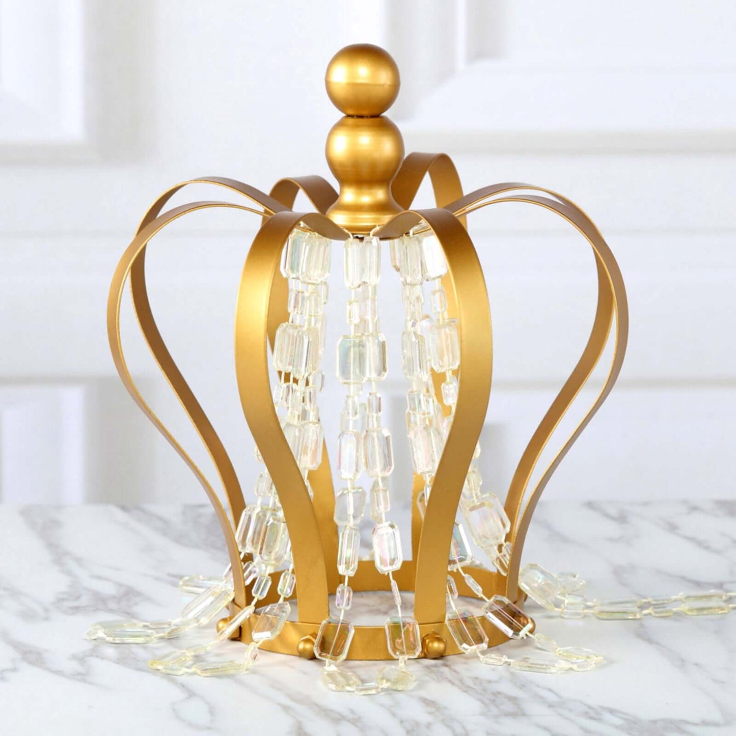 Metal Royal Crown Cake Topper Gold - Sophisticated Wedding Cake Centerpiece Decor for Themed Events 9"