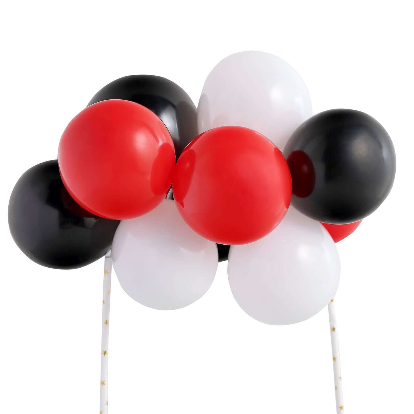 11 Pcs Balloon Cake Topper Black, Red and White - Whimsical Clustered Mini Garland Cake Inserts DIY Party Decorations