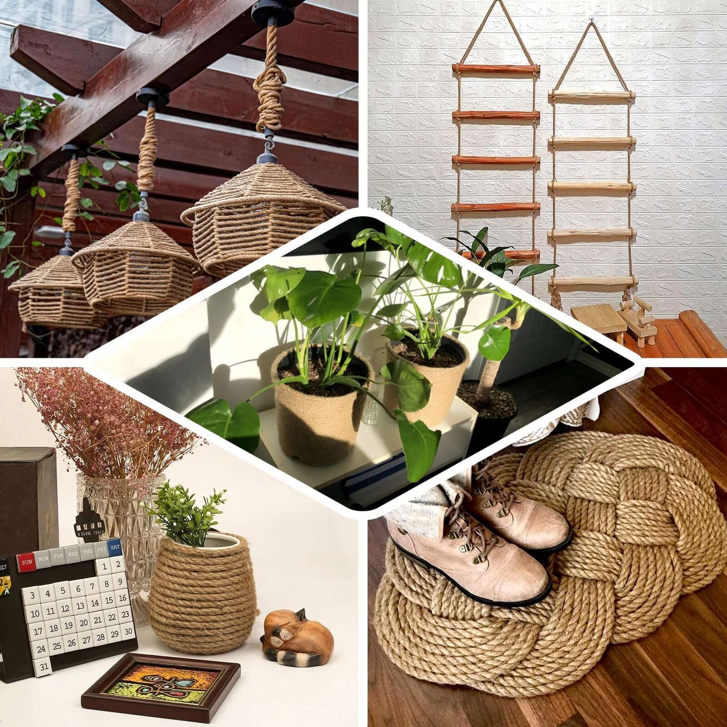 33ft 8mm Natural Jute Rope Twine String, DIY Craft Rope