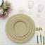 25-Pack Disposable Round Charger Plates in Khaki Sunray Design with Gold Rim - 350GSM Heavy Duty Paper Chargers 13"