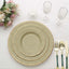 25-Pack Paper 10" Round Dinner Plates in Khaki Sunray Design with Gold Rim - Disposable Heavy Duty 350GSM Party Plates