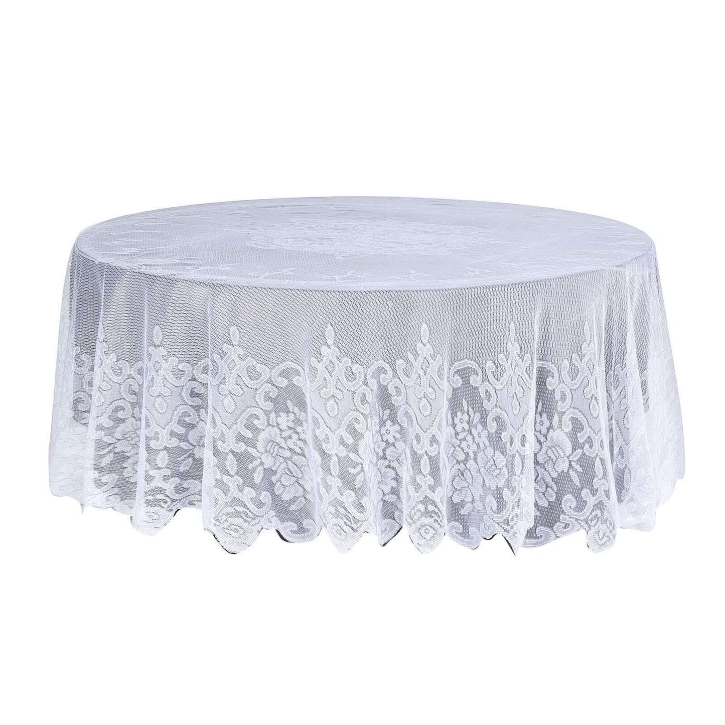 Lace 108" Round Tablecloth White - Premium Design for Formal Table Settings