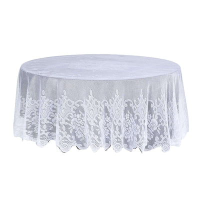 Lace 108" Round Tablecloth White - Premium Design for Formal Table Settings