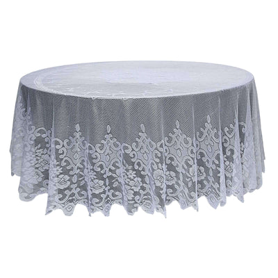 Lace 120" Round Tablecloth White - Seamless Premium Design for Upscale Celebrations