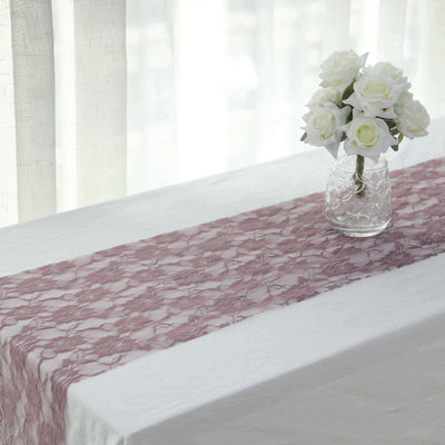 Lace 12"x108" Table Runner Violet - Vintage Rose Pattern Table Decor