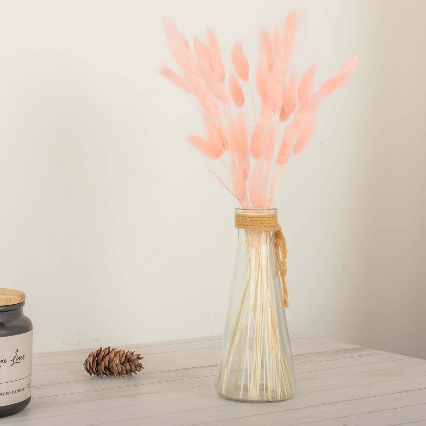 50-Pack Dried Bunny Tail Grass Blush - Rustic Chic Lagurus Ovatus Rabbit Tail Ornamental Grass for Modern Farmhouse Decor Event Styling & Floral Displays 15"