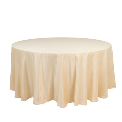 Lamour Satin 108’’ Round Tablecloth Beige - Durable & Silk-Like Table Cover - Tablecloths