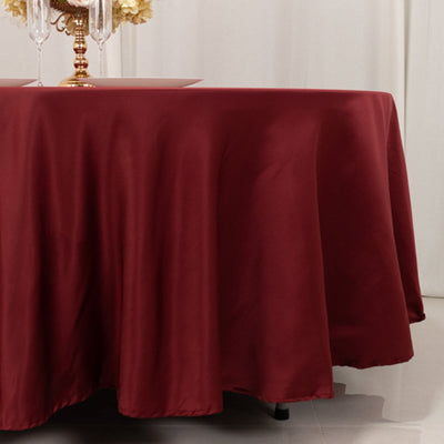 Lamour Satin 108’’ Round Tablecloth Burgundy - Durable & Silk-Like Table Cover - Tablecloths