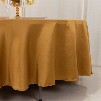 Lamour Satin 108’’ Round Tablecloth Gold - Durable & Silk-Like Table Cover for Classy Weddings & Events - Tablecloths