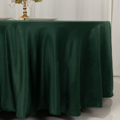 Lamour Satin 108’’ Round Tablecloth Hunter Emerald Green - Durable & Silk-Like Table Cover - Tablecloths