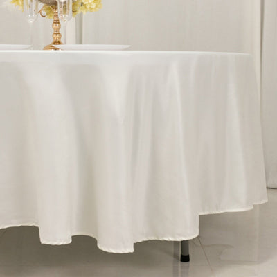 Lamour Satin 108’’ Round Tablecloth Ivory - Durable & Silk-Like Table Cover - Tablecloths