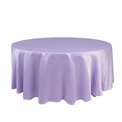 Lamour Satin 108’’ Round Tablecloth Lavender Lilac - Durable & Silk-Like Table Cover - Tablecloths