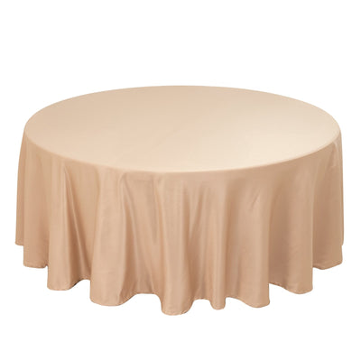 Lamour Satin 108’’ Round Tablecloth Nude - Durable & Silk-Like Table Cover - Tablecloths