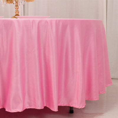 Lamour Satin 108’’ Round Tablecloth Pink - Durable & Silk-Like Table Cover - Tablecloths